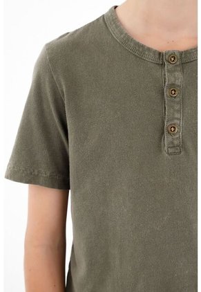 Camiseta Verde Cuello Redondo De Botones Para Niño