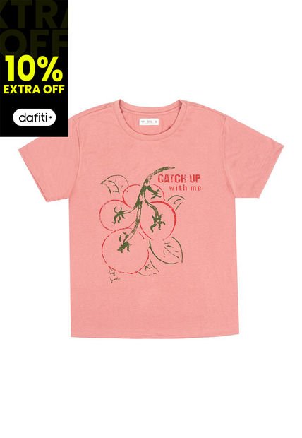Camiseta Naranja Con Estampado Para Mujer