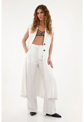 Tennis Pantalón Recto Blanco Con Prenses Para Mujer
