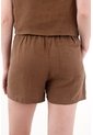 Tennis Short En 100% Lino Con Bordados Café Para Mujer de Tennis