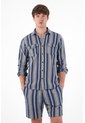 Camisa Manga Larga Con Diseño A Rayas Para Hombre de Tennis