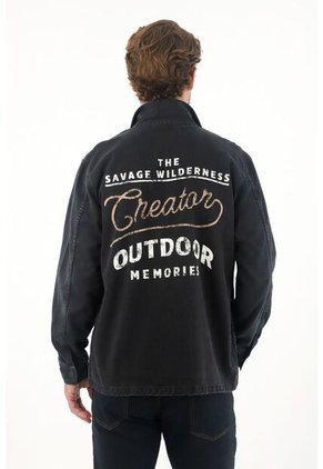 Tennis Chaqueta Con Bordado Y Teñido Vintage Negra Para Hombre