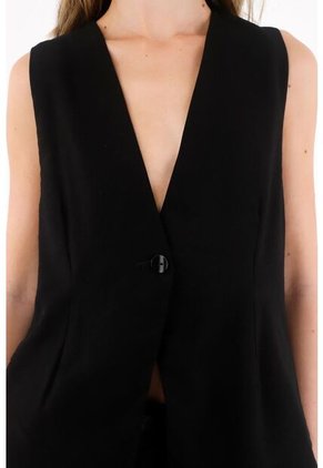 Tennis Chaleco Con Escote En V Negro Para Mujer