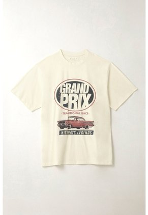 Tennis Camiseta Oversize Con Estampado Crudo Para Mujer