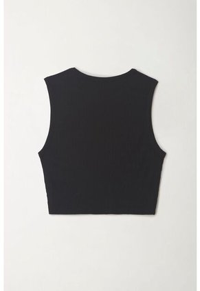 Tennis Camiseta Crop Manga Sisa Negra Para Mujer