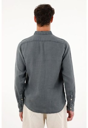 Tennis Camisa Azul De 100% Lino Para Hombre