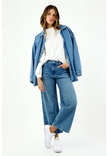 Jean De Mujer, Silueta Amplia Wide Leg, Tiro Alto, Tono Medio - Compra  Ahora | Dafiti Colombia