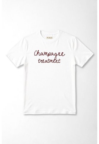 Tennis Camiseta Corte Recto Con Frase Champagne Treatment En Algodón Blanco Para Mujer Tennis