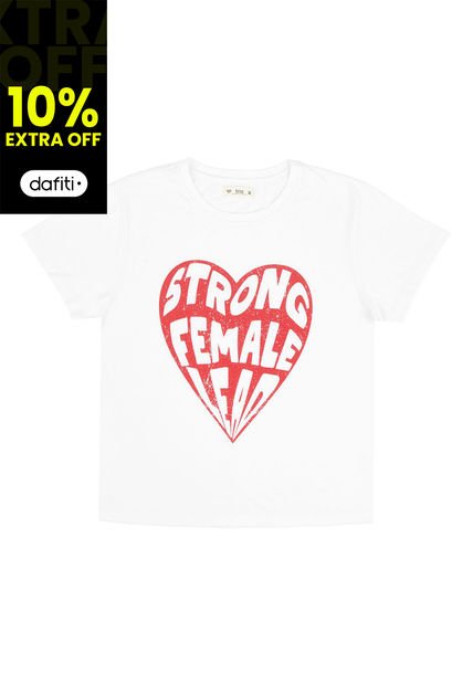 Camiseta Blanca Con Estampado De Corazón Para Mujer