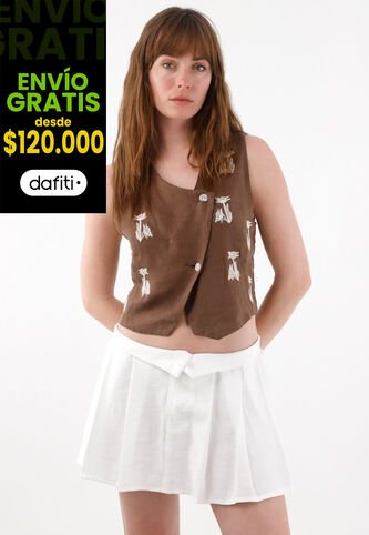 Tennis Falda Corta Con Tablas Crudo Para Mujer Tennis
