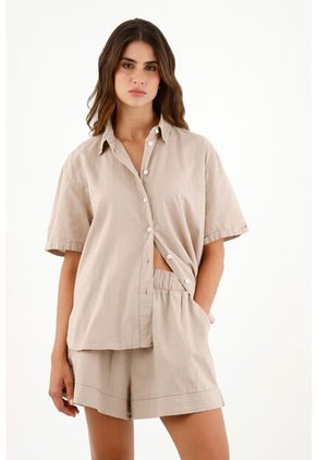 Tennis Camisa Café Clásica Para Mujer