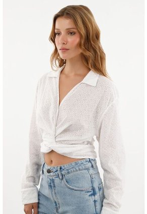 Tennis Camisa Blanca En Ojalillo Para Mujer