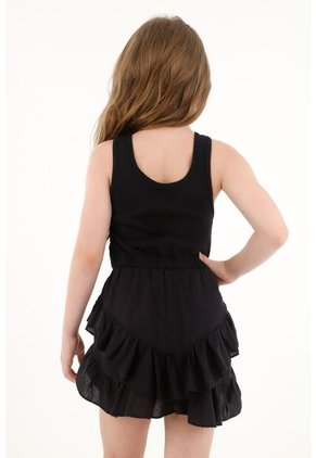 Vestido Corto Con Boleros Y Elástico En La Cintura Para Niña