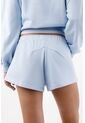 Tennis Bermuda Para Mujer En Algodón Azul Cielo Fit Relajado Con Pretina Elástica Ancha de Tennis