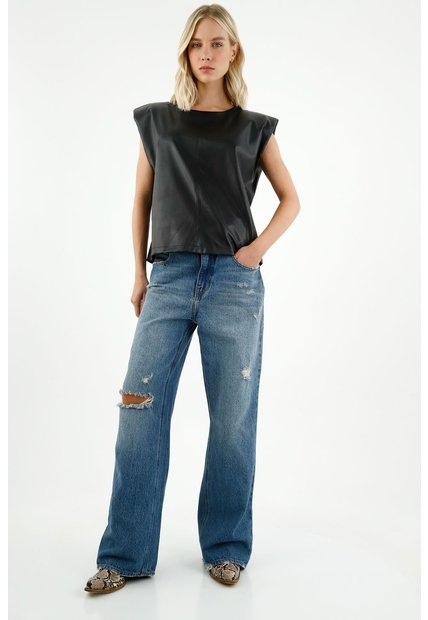 Tennis Camisa Manga Sisa Negra Para Mujer