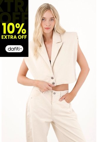 Tennis Chaleco Boxy Fit Con Hombreras Crudo Para Mujer Tennis
