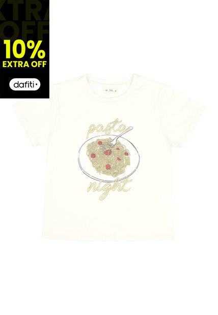 Camiseta Crudo Con Estampado En Frente Para Mujer