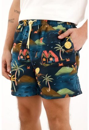 Tennis Pantaloneta De Baño Azul Estampada Para Hombre