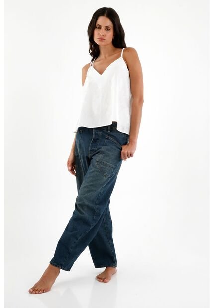 Camisa Blanca De Cuello En V Para Mujer