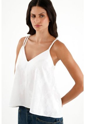 Camisa Blanca De Cuello En V Para Mujer