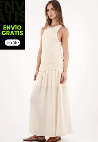 Tennis Vestido Largo Manga Sisa Crudo Para Mujer Tennis