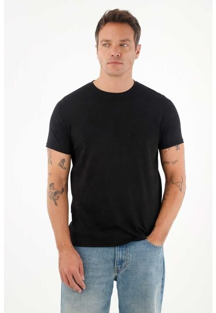 Tennis Camiseta Básica De Tacto Suave Negra Para Hombre