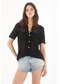Tennis Camisa En Tejido Abierto Con Flores Negra Para Mujer de Tennis