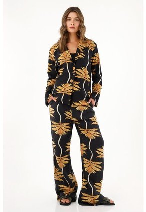 Tennis Abrigo Negro Estampado De Silueta Amplia Para Mujer