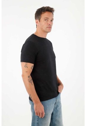 Tennis Camiseta Básica De Tacto Suave Negra Para Hombre