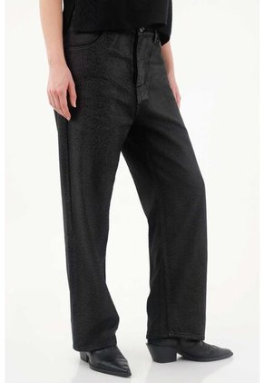 Tennis Pantalón Con Efecto Resinado Animal Print Negro Para Mujer