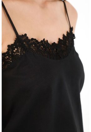 Tennis Camisa Negra De Tiras Ajustables Para Mujer