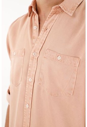 Camisa Manga Larga Rosada Con Teñido Overdye Para Hombre