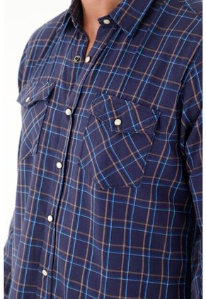 Tennis Camisa A Cuadros Cuello Clásico Azul Para Hombre