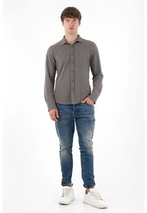 Tennis Camisa Clásica En Tejido De Punto Gris Para Hombre