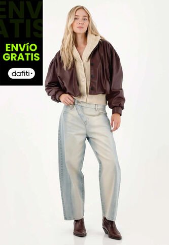 Tennis Jean Recto Con Efecto Resinado Para Mujer Tennis