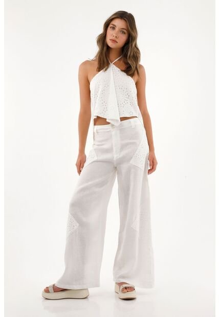 Tennis Pantalón Bota Amplia Con Detalles En Ojalillo Para Mujer