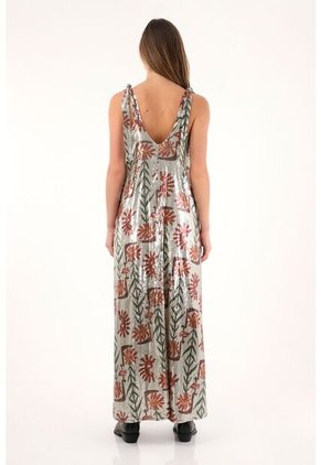 Tennis Vestido Largo Con Lentejuelas Y Estampado De Flores Para Mujer