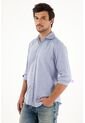 Tennis Camisa Azul Con Diseño Preteñido Manga Larga Para Hombre de Tennis