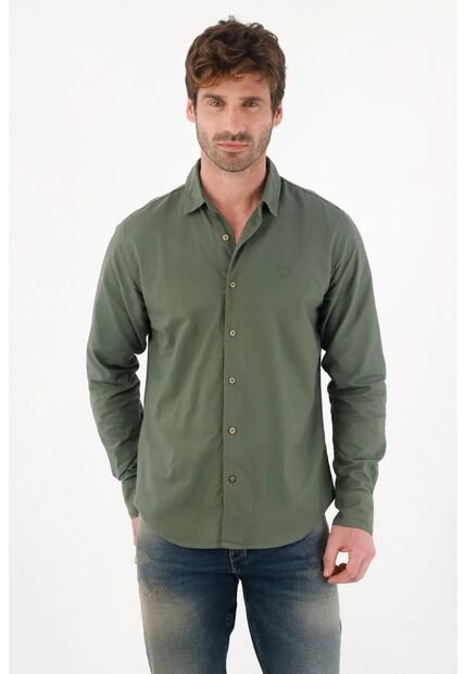 Tennis Camisa Manga Larga Preteñida Verde Para Hombre