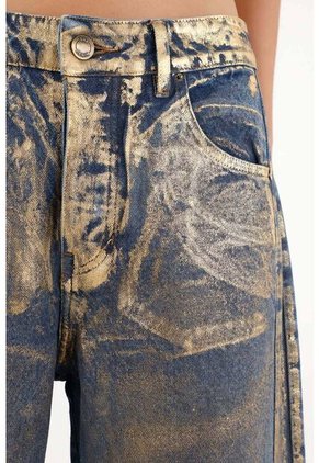 Tennis Jean Horseshoe De Tiro Bajo Con Foil Dorado Para Mujer