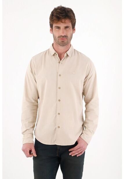 Tennis Camisa Manga Larga Con Detalle Bordado Café Para Hombre