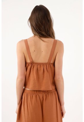 Tennis Top Crop Fit Relajado Con Bordado Floral En Terracota Para Mujer