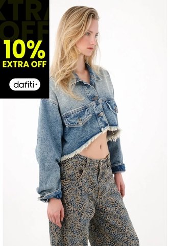 Tennis Chaqueta Crop Con Ruedo Al Corte En Denim Para Mujer Tennis