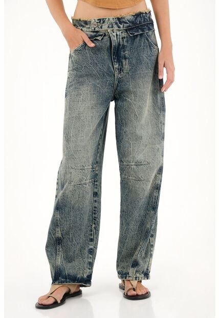 Tennis Jean Horseshoe De Tiro Bajo Con Jota Asimétrica Para Mujer