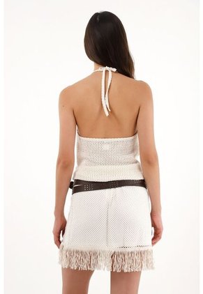 Tennis Camiseta De Tejido Abierto Crudo Para Mujer