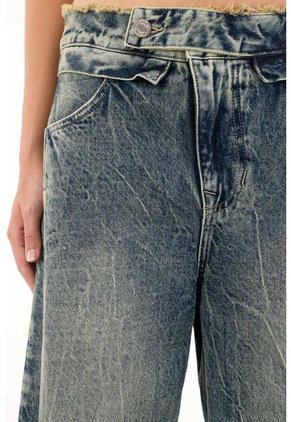 Tennis Jean Horseshoe De Tiro Bajo Con Jota Asimétrica Para Mujer