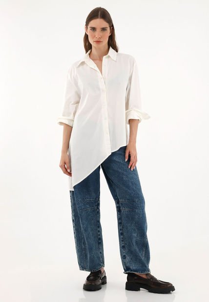 Camisa Crudo Cuello Clásico En Algodón 100% Para Mujer