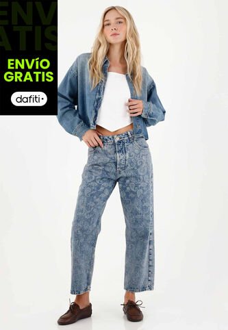 Tennis Jean Recto Con Diseño Paisley Azul Para Mujer Tennis