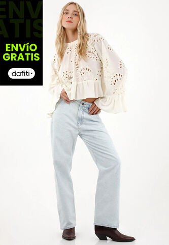 Tennis Jean Recto Con Efecto Desgaste Para Mujer Tennis