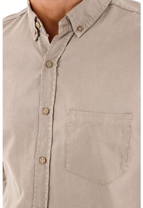 Tennis Camisa Oxford Manga Larga Café Para Hombre